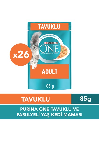 Purına One Adult Tavuk ve Yeşil Fasulyeli Yaş Yetişkin Kedi Maması 26X85G