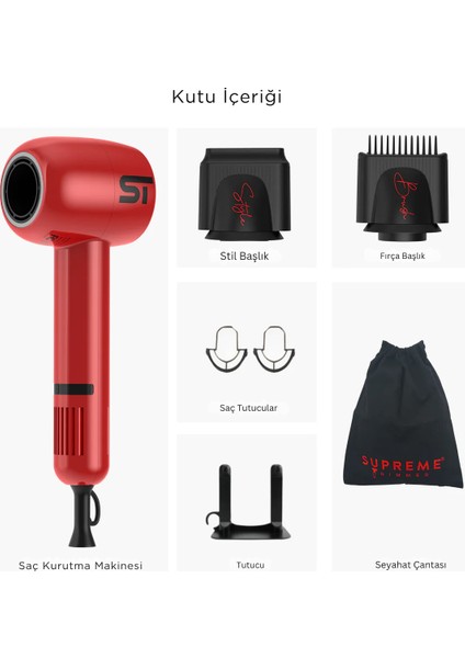 Kırmızı Saç Kurutma Makinesi – 3 Hız Ayarı, Soğuk Hava, Profesyonel fırsatları