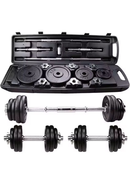 Çantalı Döküm Demir Plaka Dambıl Seti 50 kg Dumbbell Set
