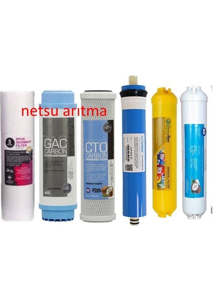 -Vontron membranlı,Açık Kasa Su Arıtma Cihazı Filtresi,6 lı Filtre Seti