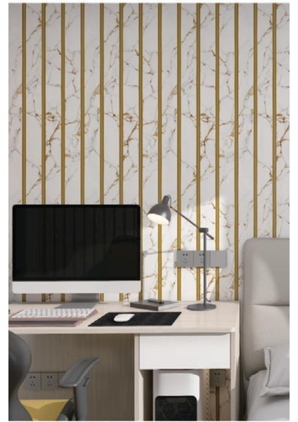 120CMX300CM Tek Parça Yapışkanlı Rulo Gold Beyaz Mermer Desenli Duvar Paneli Kağıdı Fatih QM0135 fırsatları