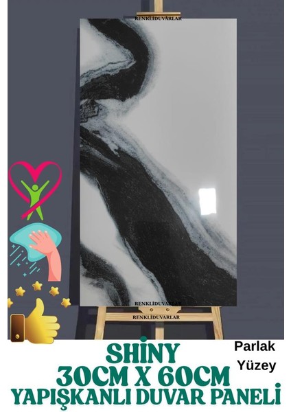 Kendinden Yapışkanlı 1 Adet 30X60CM Doğal Mermer Desenli Esnek Banyo Wc Duvar Paneli Kağıdı BS8079-A