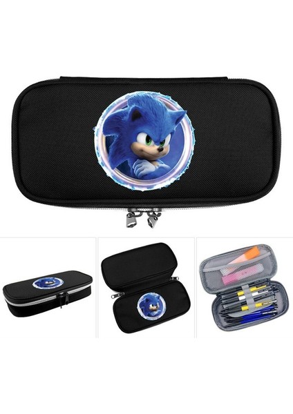 Anime Sonic Dijital Baskı Kapaklı Fermuarlı Kalem Çantas (Yurt Dışından)