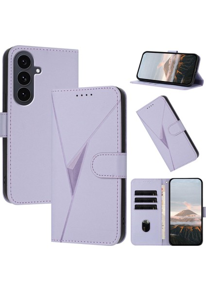 Samsung Galaxy S25 Fe 5g Için Üçgen Desenli Pu Kılıf (Yurt Dışından)