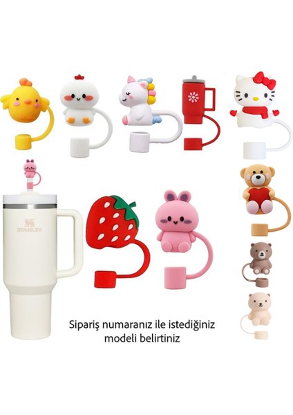 Quencher Yeni Nesil Pipetli Termos Uyumlu Sızdırmaz Set + 2 Adet Pipet Tıpası Pipet Koruyucu