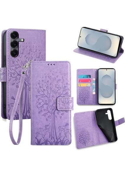 Samsung Galaxy S25 5g Için Ağaç ve Geyik Kabartmalı Kılıf (Yurt Dışından)