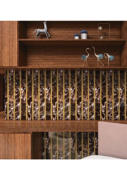 120CMX300CM Tek Parça Yapışkanlı Rulo Gold Çizgili Mermer Desenli Duvar Paneli Kağıdı Beykent QM0134 modelleri