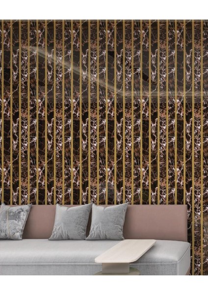 120CMX300CM Tek Parça Yapışkanlı Rulo Gold Çizgili Mermer Desenli Duvar Paneli Kağıdı Beykent QM0134 fırsatları