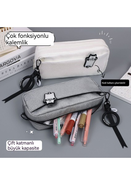 Çift Katmanlı Karikatür Büyük Kapasiteli Düz Renkli Kırtasiye Kalem Kutusu (Yurt Dışından) fırsatları