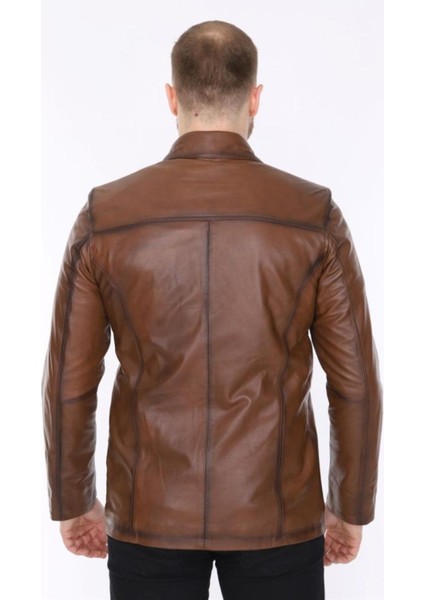 Hakiki Deri Kahverengi Blouse Gömlek Yaka Erkek Deri Ceket indirimleri