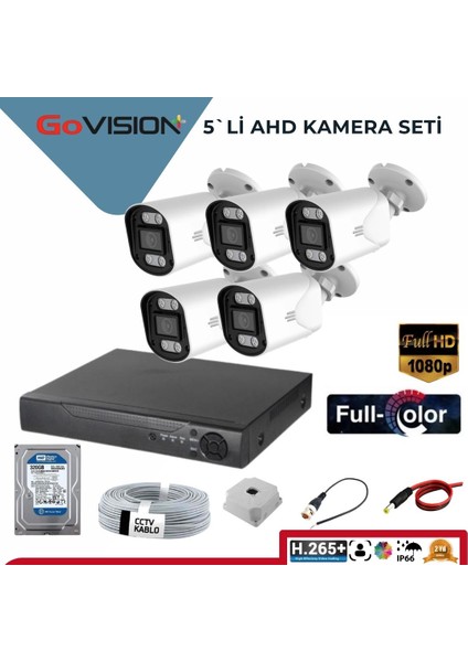5'li 2 Mp Ahd Kamera Seti- 3.6mm Full Color Serisi
