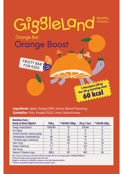 Portakallı Meyve Barı 20 G. x 5 Adet fırsatları