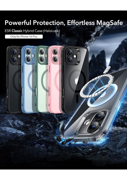 Iphone 16 Plus Halolock Magsafe Classic Hybrid Stantlı Silikon Kılıf + Ekran Koruyucu Set modelleri