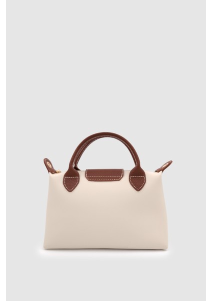 Neylo Fermuar ve Mıknatıs Kapamalı Deri Çapraz Askılı El Çantası Krem Taba indirimleri