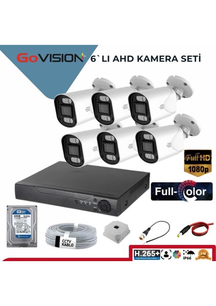 6'lı 2 Mp Ahd Kamera Seti- 3.6mm Full Color Serisi