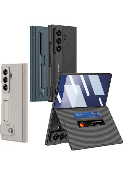 Samsung Galaxy Z Fold 7 Kılıf S Pen Kalem Bölmeli 360 Cüzdanlı Kartlıklı Standlı Mıknatıslı Premium Deri Kapak
