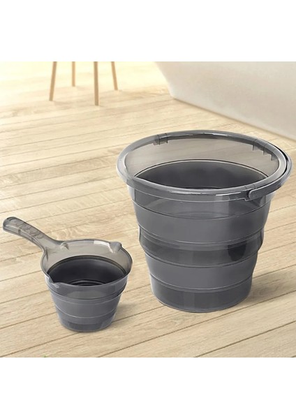 2'li Set Katlanabilir Akordiyon Su Kovası 6 Lt - Katlanabilir Koçero Maşrapa - Platin