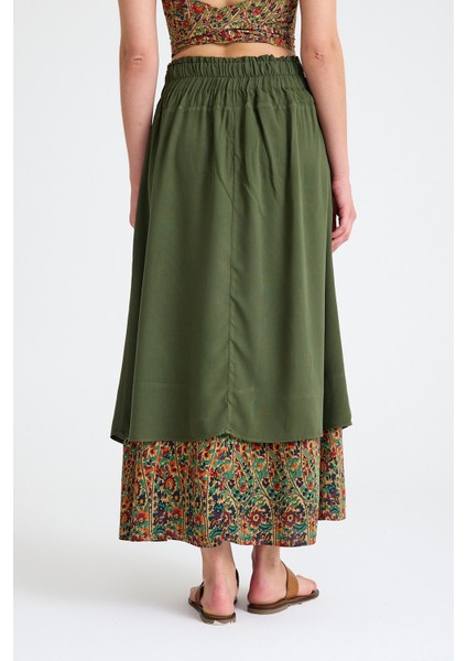 Bohem Tarz Düğme Detaylı Kloş Etek indirimleri