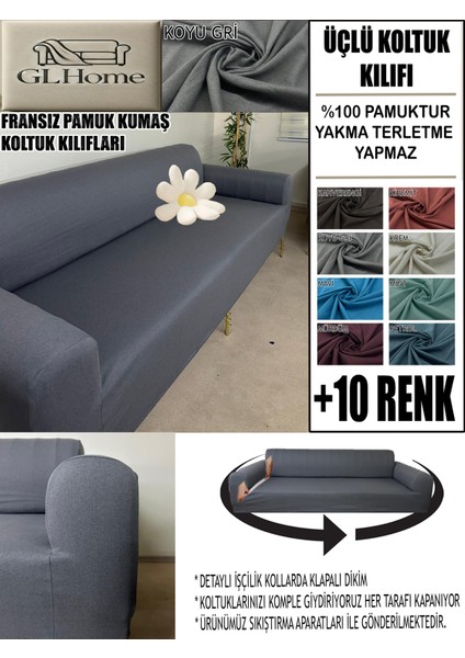 %100 Pamuk Fransız Kumaş 3 Lü Komple Giydirme Kanepe & Çekyat, Bohem, Porto, Vb. Model Koltuk Kılıfı