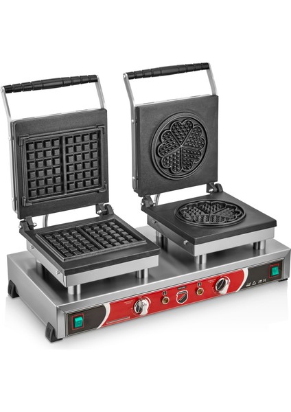 Işıkgaz Çiçek ve Kare Desenli Waffle Makinesi