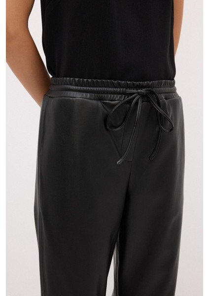 Beli Lastikli Deri Pantolon Siyah 15343139001 modelleri