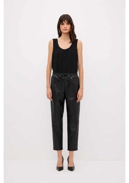 Beli Lastikli Deri Pantolon Siyah 15343139001 fırsatları