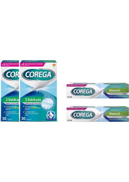 Protez Temizleyici Tablet 30LU X2 + Protez Yapiştirici Ferahlatici 40 gr X2