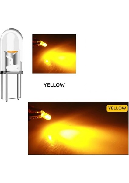 ( 4 x Adet ) 1 Set T5 1.2W LED Mini Dipsiz Ampul Sarı 12V (1.2W Mini Dipsiz Ampul LED Kristal Cam Sarı) fiyatları