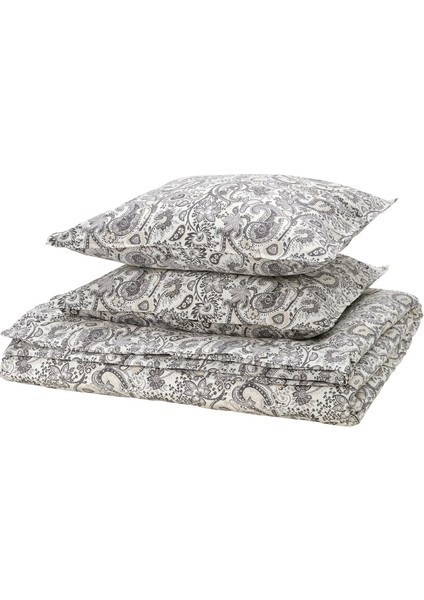 Rodgersıa Nevresim Seti Gri Beyaz 240 x 220 - 50 x 60 cm Çift Kişilik