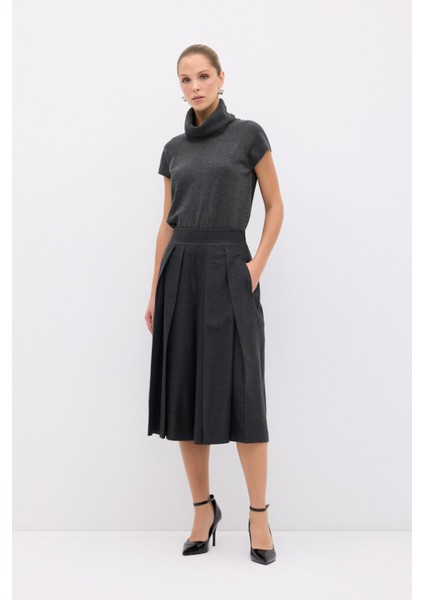 Pileli Bol Paça Pantolon Antrasit 15344318000