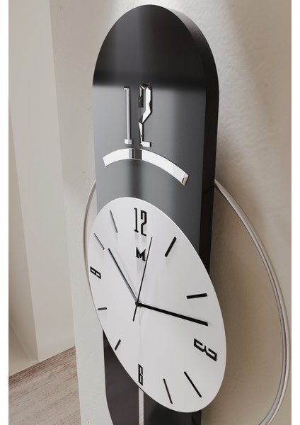 Antrasit-Gümüş Milano Time Modern Dekoratif Metal Camlı Duvar Saati fırsatları