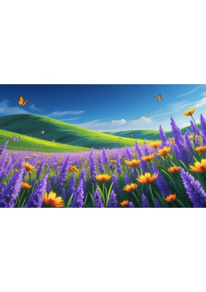 Kelebekler Yabani Çiçekler Içinde Bahar Havası 03 Çerçevesiz 50X30 cm Pvc Tablo fiyatları