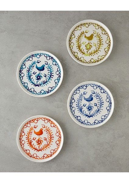 Birdie Seramik 4'lü Pasta Tabağı 20 cm Renkli fiyatları