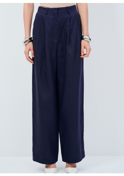 Pileli Bol Paça Pantolon Lacivert 15345527000 fiyatları