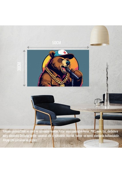 Rapçi Ayı 07 Çerçevesiz 50X30 cm Pvc Tablo