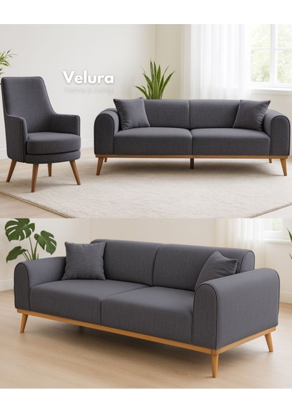 Valo Oturma Grubu & Koltuk Takımı (3+1) - Açık Antrasit