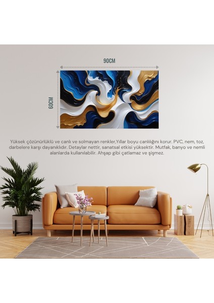 Soyut Tablo Akıcı Şekiller ve Dokular 02 Çerçevesiz 90X60CM Pvc Tablo