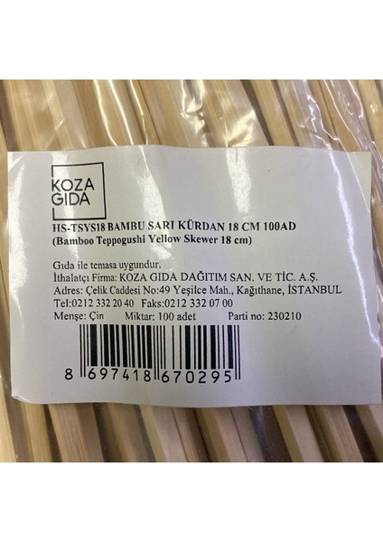 Teppogushi-Bambu Kürdan (18 Cm X 100 Adet) fiyatları