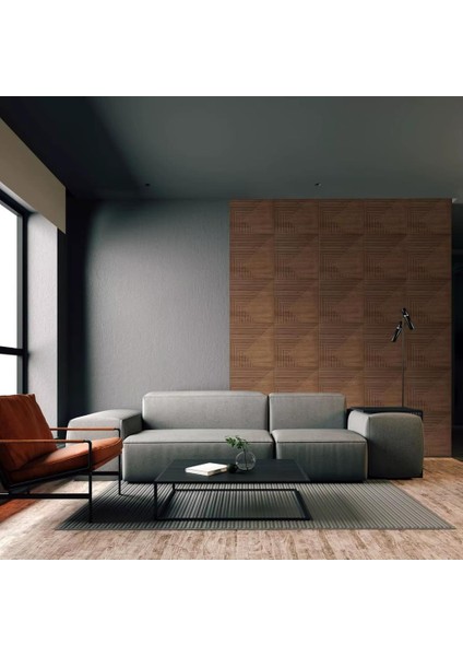 1m² (50CMX50CM 4 Adet) Kahverengi 3D Abs Pvc Çizgili Desenli Dayanıklı Duvar Paneli Silinebilir modelleri