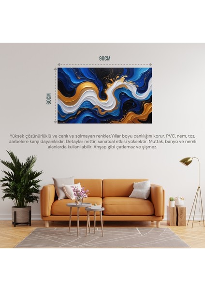 Soyut Tablo Akıcı Şekiller ve Dokular 03 Çerçevesiz 90X60CM Pvc Tablo