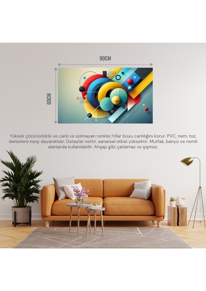Soyut Geometrik Şekiller ve Renkler 02 Çerçevesiz 90X60CM Pvc Tablo