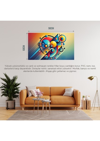 Soyut Geometrik Şekiller ve Renkler 08 Çerçevesiz 90X60CM Pvc Tablo