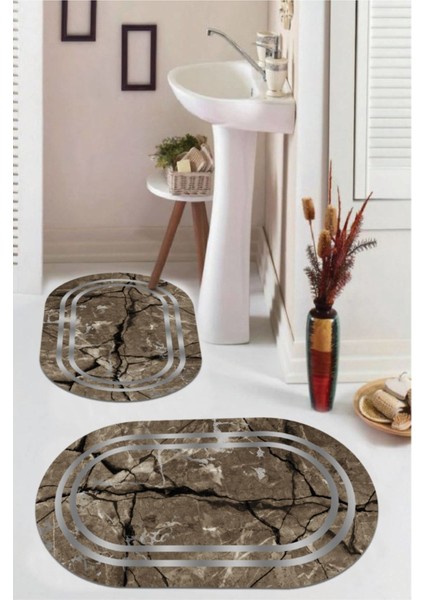 Kahverengi kaymaz Taban oval Banyo Paspas Takım BB-115