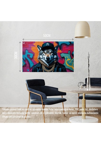 Rapçi Kurt 01 Çerçevesiz 50X30 cm Pvc Tablo