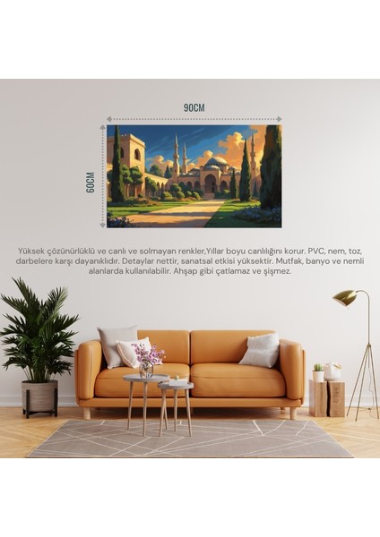 Doğa ve Manzara Yatay Tarihi Osmanlı Mimarisi 02 Çerçevesiz 90X60CM Pvc Tablo