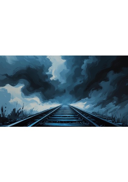 Doğa ve Manzara Yatay Sis Içinde Kaybolan Demir Yolu Rayları Melankolik Ruh Hali 03 Çerçevesiz 90X60CM Pvc Tablo fiyatları