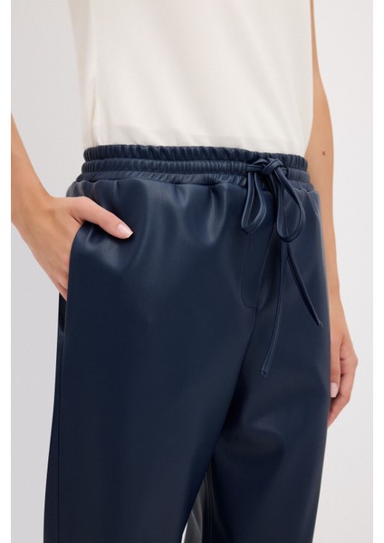Beli Lastikli Deri Pantolon Lacivert 15343139001 modelleri