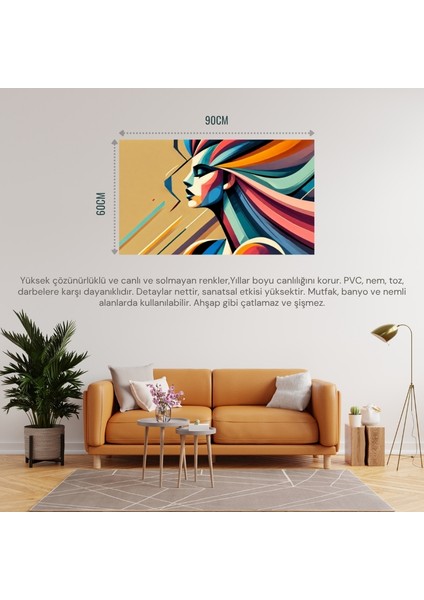Soyut Kadın Temalı 09 Çerçevesiz 90X60CM Pvc Tablo