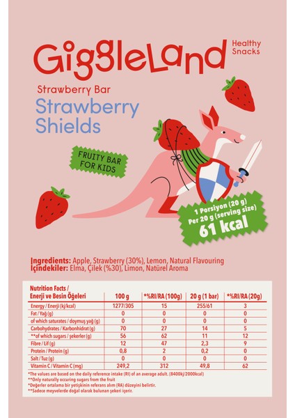 Çilekli Meyve Barı 20 G. x 5 Adet indirimleri