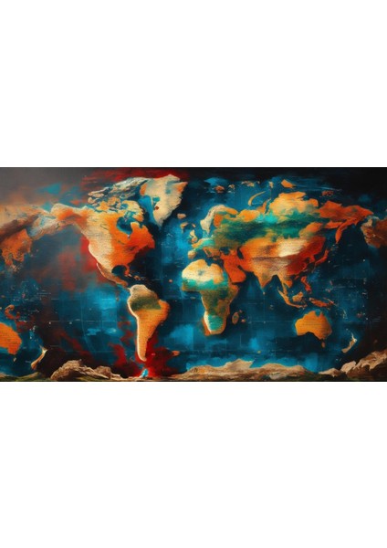 Dünya Harita Tablosu 01 Çerçevesiz 90X60CM Pvc Tablo fiyatları